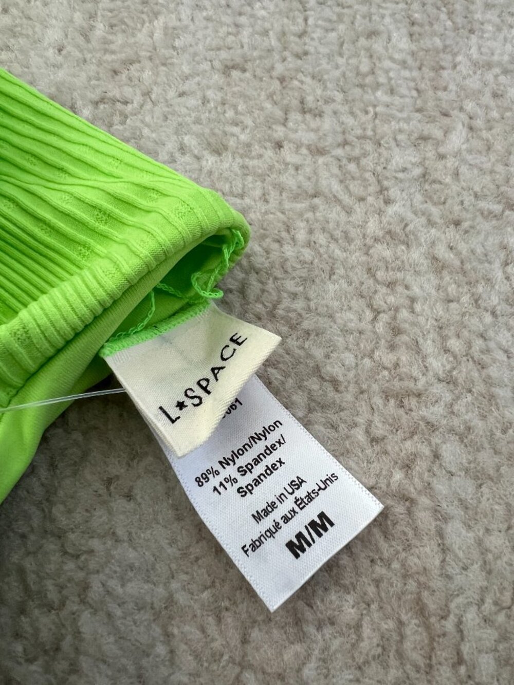 NWT L*Space Katniss Green Ribbed One Piece Swimsuit M - Picture 2 of 10